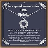 IEFLIFE Birthday Gifts for Women, Sterling Silver Chain Birthday Necklaces, 40th 50th 60th 70th 80th 90th Birthday Necklace, 40 50 60 70 80 90 Years Old Birthday Gifts, 4 5 6 7 8 9 Decade Birthday Jewelry for Women