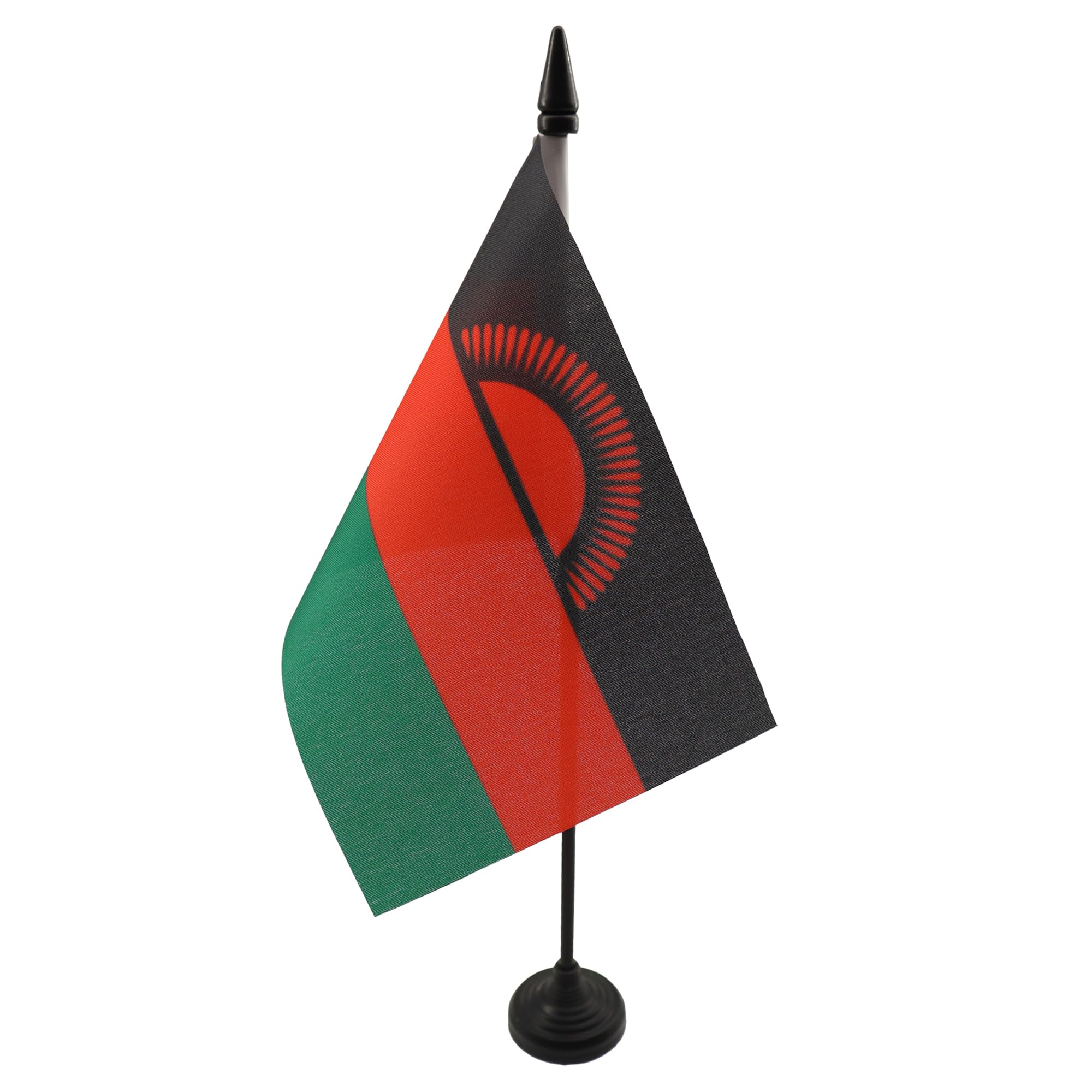 AZ FLAG - Malawi Table Flag 4'' x 6'' - Malawian Office Mini Banner 100% Polyester 15 x 10 cm - Mini Desk Flag with 10'' Pole and Black Plastic Base