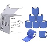 Self Adhesive Bandage Wrap 2" x 5 Yards (8 Rolls) Bitter Vet Wrap for Dogs No Chew - Medical Cohesive Bandage Wrap for Wound Care, Paw Care, First Aid, Vet Tape for Pet Cat Horses Birds (Blue)