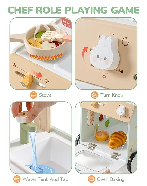 ROBUD WOODEN BABY PUSH WALKER, LEARNING WALKING TOYS, ADJUSTABLE HEIGHT BABY WALKER WITH DECELERATOR, MONTESSORI TOYS FOR BABY 10 MONTHS+, WRP24