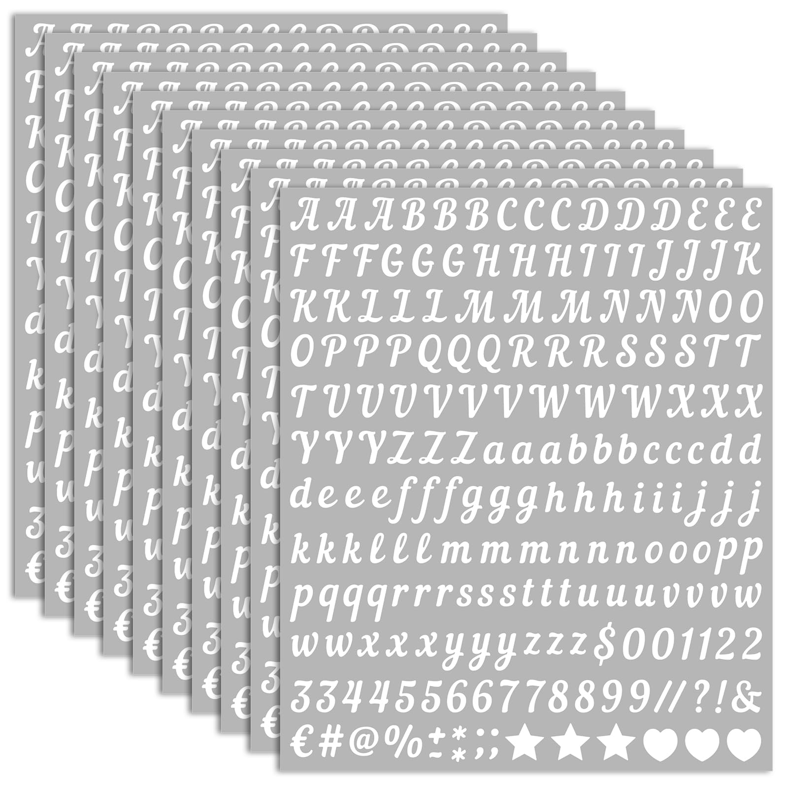Photo 1 of 10 Sheets Small Letter Stickers - 0.5 Inch Handwritten White Vinyl Self Adhesive Alphabet Number Stickers Stick on Letters for Arts Crafts Outdoor Sign Wall Mailbox Windows Doors Car Poster Board