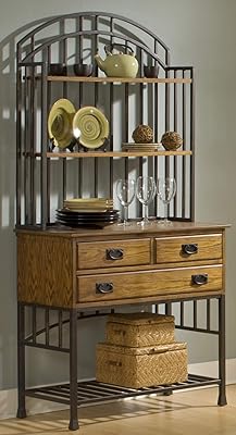 Home Styles Oak Hill Baker's Rack with Hutch, Drawers & Bronze Finish