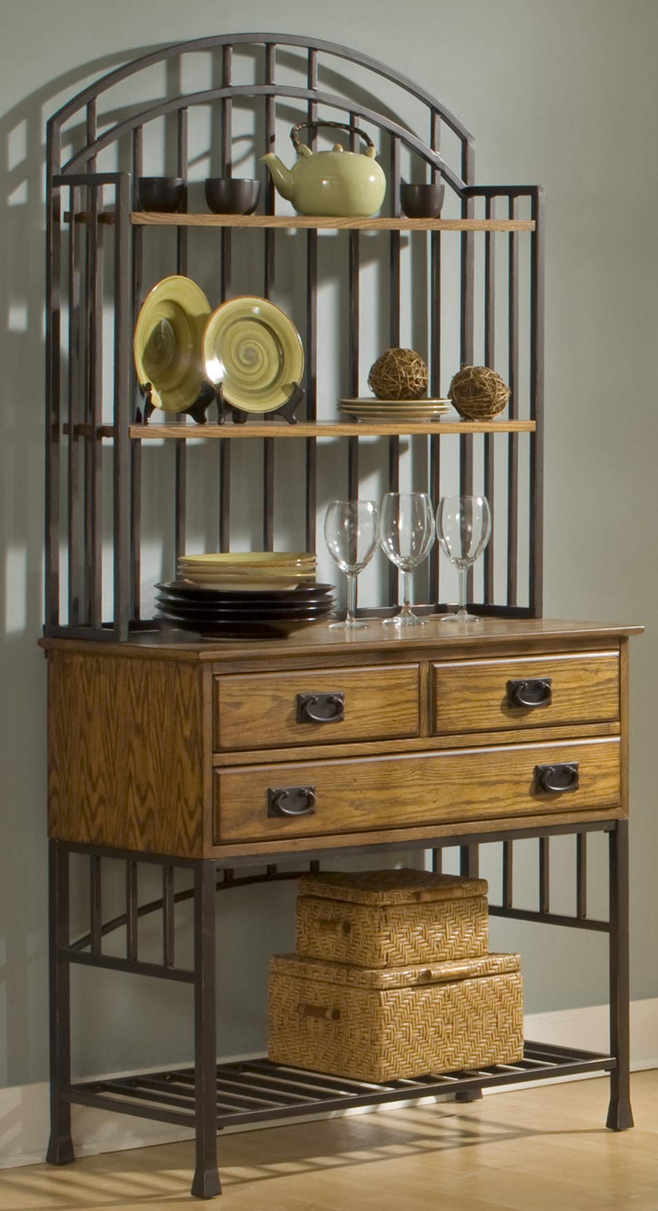 Home Styles Bakers Rack Storage 5050 615 Oak Hill Hutch Distressed Oak