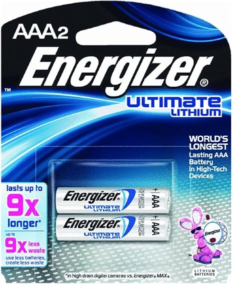Energizer battery ultimate lithium AAA 2/pkg l92bp2en (039800079305)