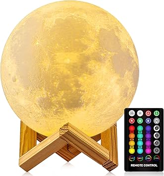moon lamp moon night light 3d printing 16 colors moon light with stand remote touch control and usb rechargeable decorative light up moon light for
