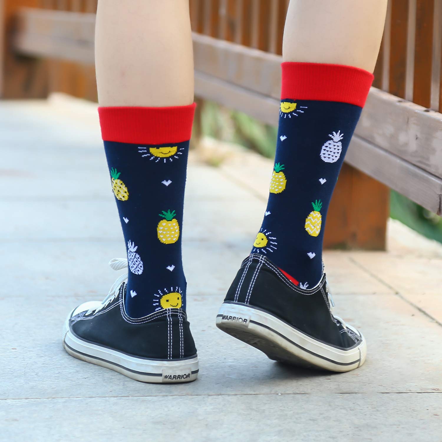 Mens Funny Novelty Crew Socks Crazy Pineapple Avocado Food Fruit Casual Dress Socks