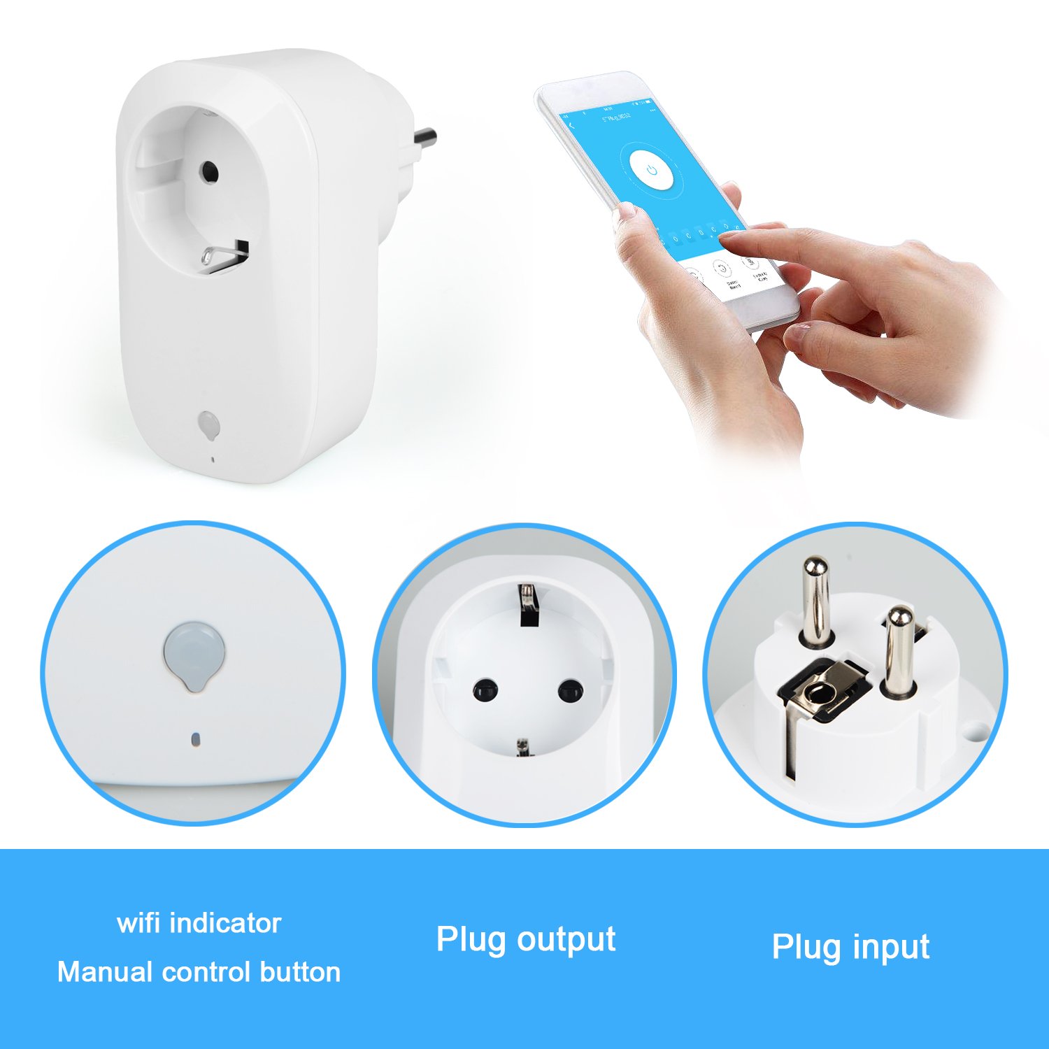 WiFi Smart Steckdose, Togather 3500W WLAN Smart Plug Steckdose funktioniert mit Amazon Alexa,Fernbedienung mit App Steuerung für IOS und Android