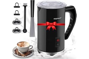 Milk Frother, Aigostar Electric Milk Frother and Steamer, Automatic Milk Steamer for Hot/Cold Froth, 4-in-1 Milk Warmer and Foam Maker for Coffee, Hot Chocolates, Latte, Cappuccino, Silent, Black