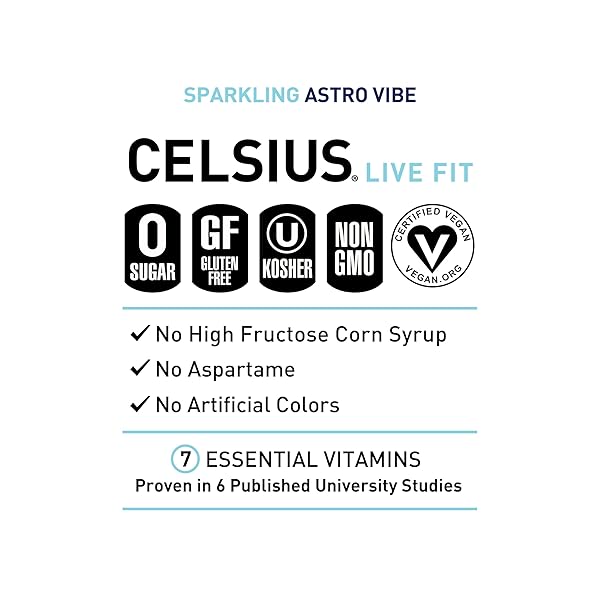 CELSIUS SPARKLING ASTRO VIBE, FUNCTIONAL ESSENTIAL ENERGY DRINK 12 FL OZ (PACK OF 12)