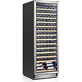 Tylza Upgraded 154 Bottles Wine Cooler Refrigerator, 24 Inch Tall Wine Fridge Built-in or Freestanding with Professional Compressor, Low Noise Fast Cooling and Intelligent Temperature Memory