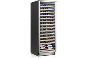 Tylza Upgraded 154 Bottles Wine Cooler Refrigerator, 24 Inch Tall Wine Fridge Built-in or Freestanding with Professional Compressor, Low Noise Fast Cooling and Intelligent Temperature Memory