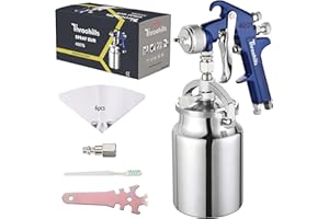 Throohills Siphon Feed Spray Gun for Piant with 1.8mm Nozzle, 1000cc Cup and 6pcs Paint Strainers for Cars & HousePainting Gun(Blue)