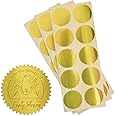 MaxMark 1.75" Self Adhesive Glossy Gold Seal Labels for Certificates, Library, Notary Embossing Seals - 100 Count
