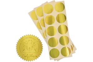 MaxMark 1.75" Self Adhesive Glossy Gold Seal Labels for Certificates, Library, Notary Embossing Seals - 100 Count