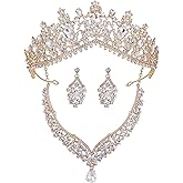 Kamirola Tiaras and Crowns for Women,Tiaras Earrings Necklace, Crystal Bridal Jewelry Set, Costume Party Halloween Prom Pageant Jewelry for Women (TR22)
