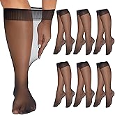 MANZI 6 Pairs Plus Size Knee Highs for Women 15 Denier Sheer Nylon Socks Knee High Stockings