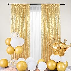 PartyDelight Gold 2FT X 8FT Sparkly Sequin Backdrop