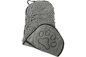 Clean Paws Chenille Microfiber Dog Towel Mitt – Super Absorbent, Quick-Drying, Washable, Double-Sided Glove for Wet Paws & Bo
