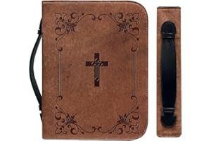 Bible Covers | PU Vintage Bible Case | Cross Covers for Women Men Carrying Case for Girls with Zipper Handle