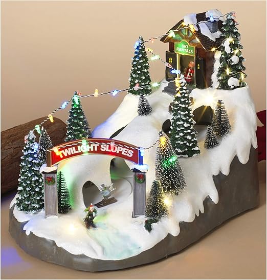 Amazon Com Light Up Animated Christmas Village Musical Ski Resort