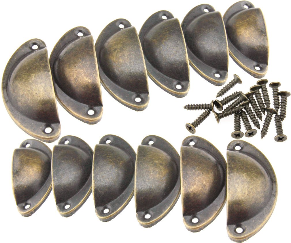 12 X Drawer Half Moon Shell Pull Handles Retro Kitchen Cupboard Door Bronze