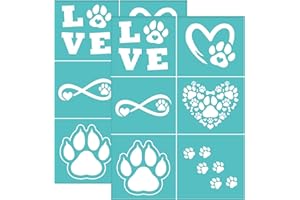 OLYCRAFT 2Pcs Self-Adhesive Silk Screen Printing Stencil Paw Print Silk Screen Stencil Heart Infinity Paw Print Reusable Mesh Stencils Transfer for DIY T-Shirt Fabric Painting - 5.5x7.7 Inch