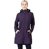 Outdoor Ventures Women's Softshell Jacket with Removable Hood Fleece Lined Windbreaker Insulated Long Warm Rain Jacket