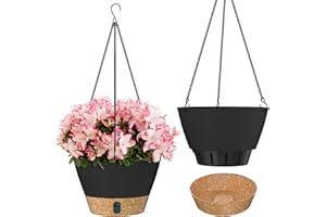 ZMTECH 10 Inch Hanging Planters Baskets for Indoor Plants Set of 2 Self Watering Pots Flower Pots for Outdoor Plants(Gray)