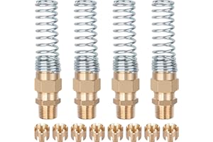 HASAOMOI 3/8” Hose x 1/2” Male Connector with Spring Guard, 4 Pack Brass DOT Air Brake Hose End Fitting with 8 Pack 3/8”Sleeve Tube