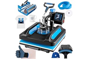 Topdeep Pro Heat Press 15x15 Inch, 5 in 1 Heat Press Machine with 30 OZ Tumbler Press, Swing Away T Shirt Pressing Machine, Combo Tumbler Heat Press Machine Sublimation for T-Shirt Hat Cap Mug Plate