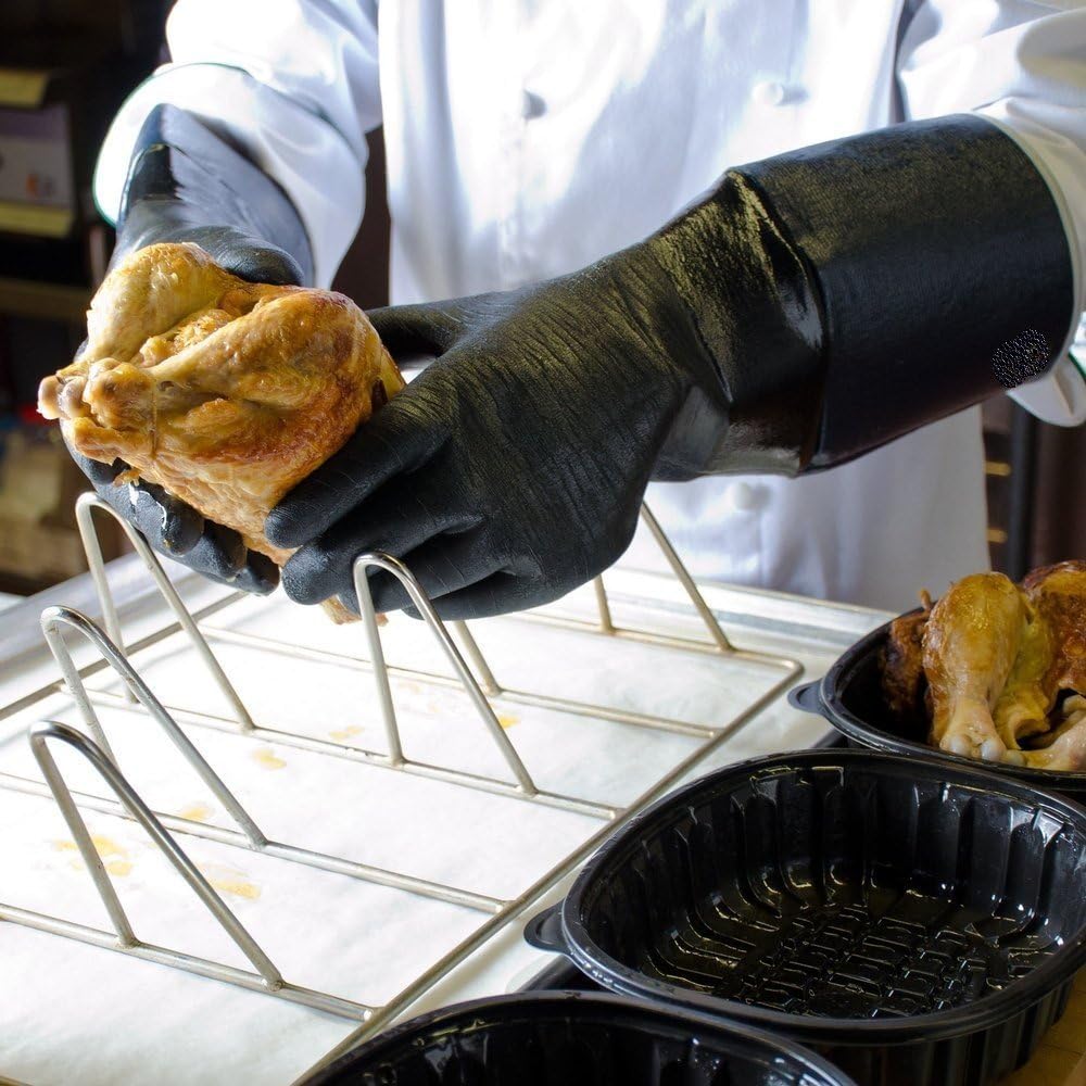 RAPICCA BBQ Gloves 14 Inches, 932℉, Heat Resistant-Smoker, Grill, Cooking Barbecue Gloves, for Handling Heat Food Right on Your Fryer, Grill, Oven. Waterproof, Fireproof, Oil Resistant Neoprene Coating : Garden & Outdoor