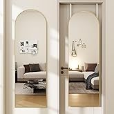 JAWGLOW Door Mirror, Arched Full Length Mirrors Over The Door, 14"x 48" Hanging or Wall Mirror, Full Body Mirrors, Gold