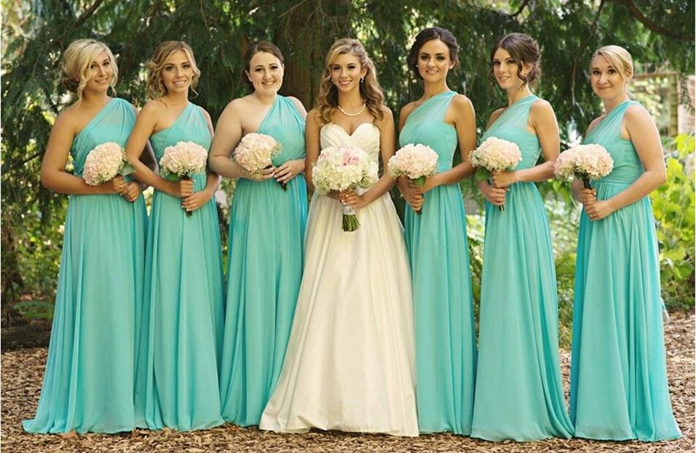one shoulder bridesmaid dresses long