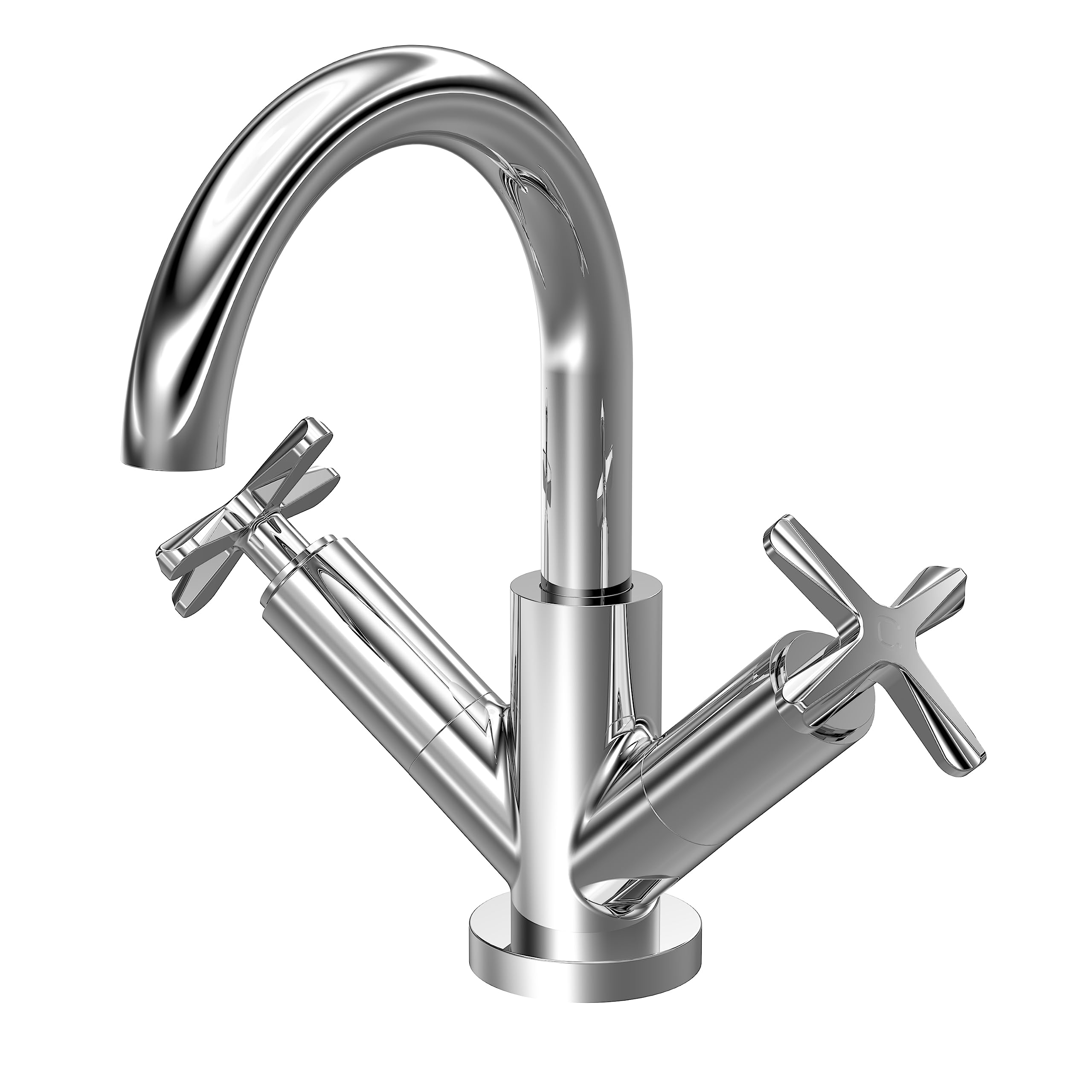 nuie CLX315 Aztec Modern Bathroom Deck Mounted Mono Basin Mixer Tap with Push Button Waste, 227mm, Chrome