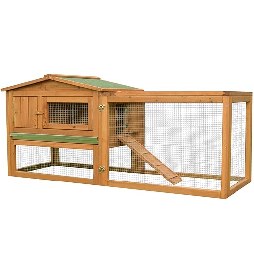 Pawhut 2 Floor Wooden Rabbit Hutch Bunny Cage House Chicken Coop