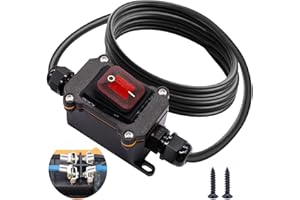 Bemaka IP67 Waterproof Inline Switch 12V DC 20A 4Pin 2 Position On/Off Toggle Switch with 14 AWG Wire Outdoor Inline Cord Switch with Red LED Rocker Button