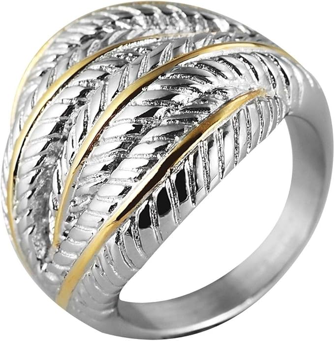 Akzent Edelstahlring Ring aus Edelstahl bicolor silber Damenring groß ...