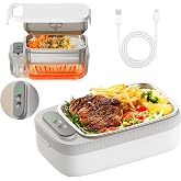 VVU&amp;CCO Cordless Heated Lunch Box, 18W Portable Food Warmer for Men Women | Rechargeable Electric Lunch Box,7 Timer Self-Heating,Removable 1L Capacity SS Container,For Work/Travel/Office/Camping/Picnic