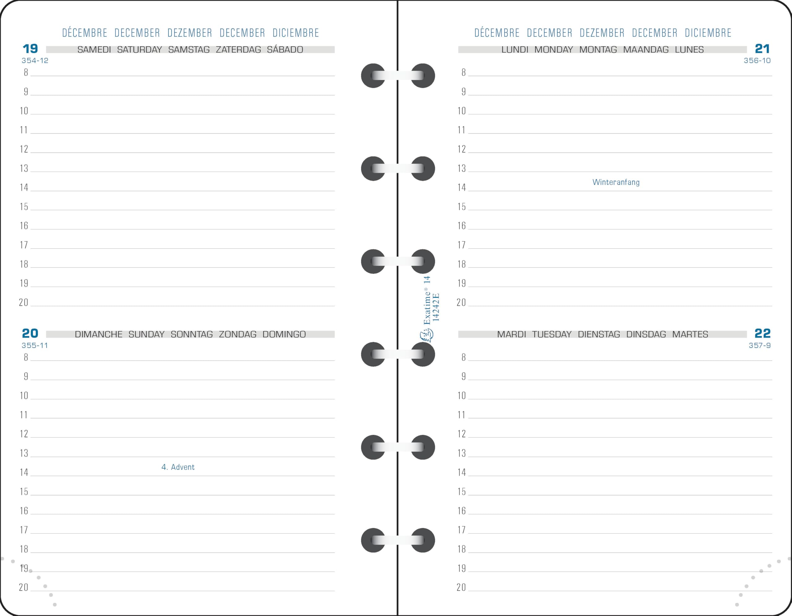 Exacompta 14242 Organiser Refill for Exatime 14 / Daily 2 Days per Page Horizontal January to December in French