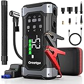 Upgraded 9000A Car Jump Starter with Air Inflator/Deflator Compressor, 9 in 1 Portable Jumper Box Power Pack Charger (All Gas/14L Diesel) Combo Cordless Air Pump for Tire Inflator & Large LCD Screen