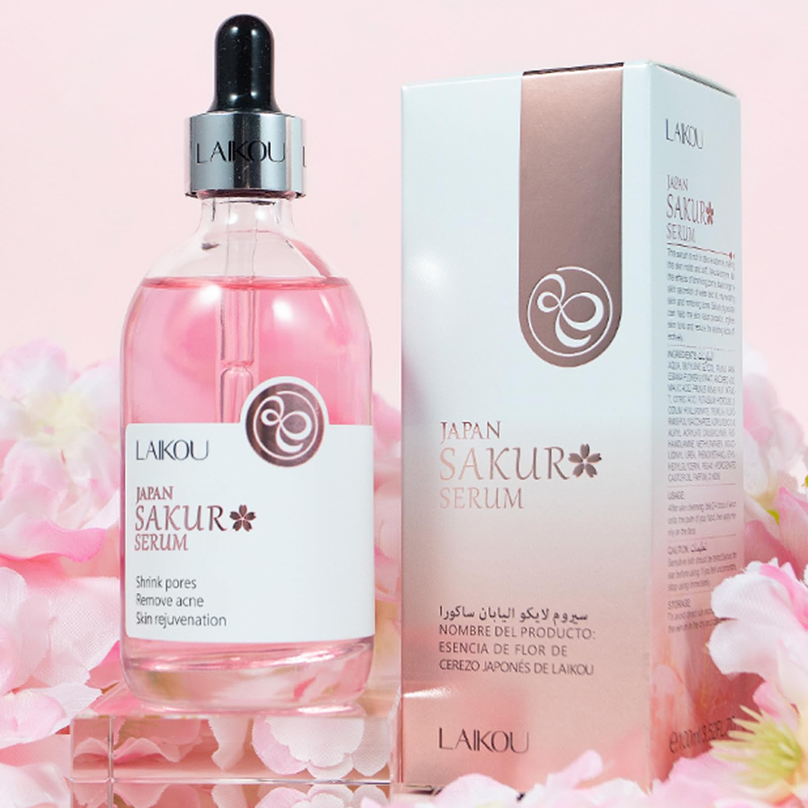 LAIKOU Face Serum, JAPAN Sakura Serum for Face with Vitamin C & Niacinamide, Anti-Aging, Wrinkles, Dark Spots for Uneven Skin Tone & Dull Skin, Facial Skin Care for Women 100ml