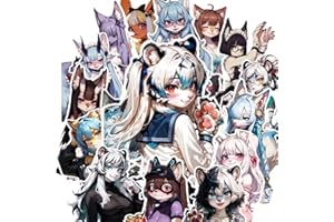 60Pcs Anime Waifu Stickers,Anime Furry Character Sticker,Cartoon Cute Girl Decals for Mirror, Laptop &Aesthetic Scrapbook ，Wa