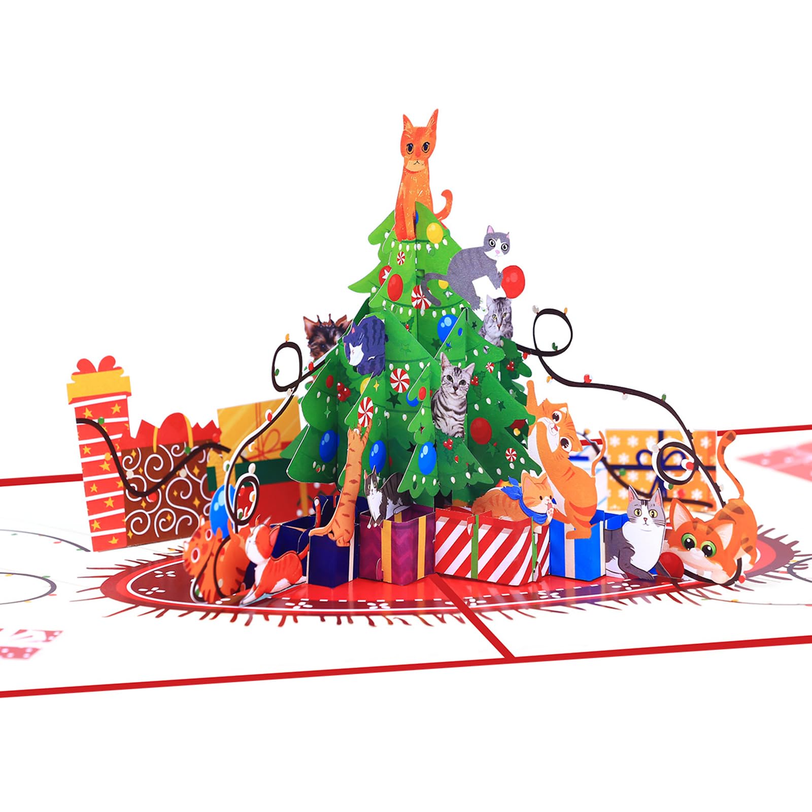 Photo 1 of ***7 pack**DFKPVBHB 3D Christmas Cards with Envelopes Pop Up Christmas Gift Card Cute Cats Tree Design for Holiday Party New Years