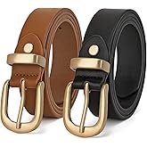 JASGOOD Women's Leather Belt for Jeans Pants, Fashion Ladies Belt for Dresses with Gold Buckle