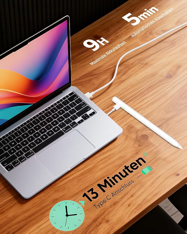 Penna iPad per Pro Air Mini 2018-26, Rifiuto palmo, ricarica ultraveloce 2X