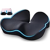 Memory Foam Seat Cushion for Office Chair Pressure Relief Sciatica & Tailbone Pain Relief Memory Foam Coccyx Cushion for Long