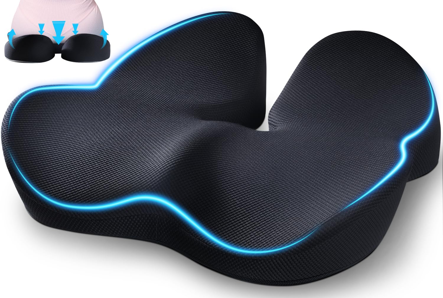 Memory foam seat cushion for office chair pressure relief sciatica