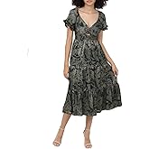 Angie Womens Angie Women's Short Sleeve Twist Front Midi Dress