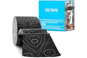 OK TAPE PRO Kinesiology Tape Uncut Roll, Elastic Physical Therapy Athletic Tape for Pain Relief, Muscle Support, Kinetic Tape, Water Resistant, 2in X 16.4ft -Black Gray