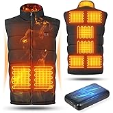 Jivoxia Heated Vest for Men With 16000mAh Battery, 3-Temp Dual Control, 9 Heat-Zone, Wind/Waterproof, for Skiing Hiking